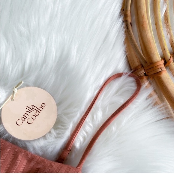 Camila Coelho Claudia Midi Dress in Rose Ribbed Jersey Adjustable Shoulders NWT - Picture 7 of 11